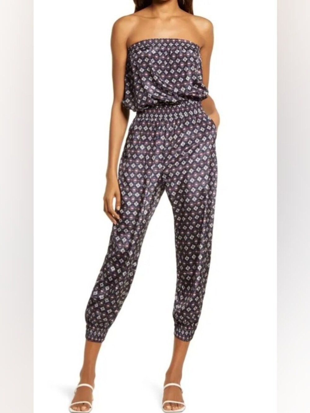 Bishop + Young Pia Strapless Jumpsuit Boho Festival Satin size Medium